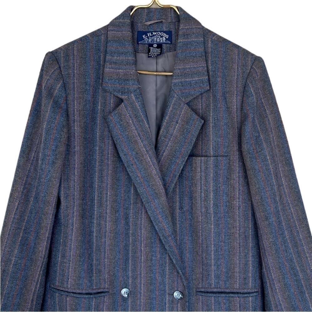 E.H. Woods Vintage Wool Blend Striped Blazer & Midi Skirt Suit Set Size 10 - Picture 6 of 15